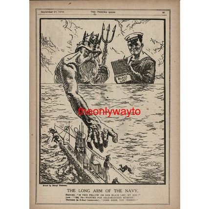 Long Arm Of The Navy, Blacklisted Admirals, Lampoon Book Illustration, 1918
