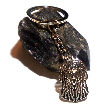 SPANISH WATER DOG KEY RING WITH KEY CHAIN & VELVET GIFT BAG