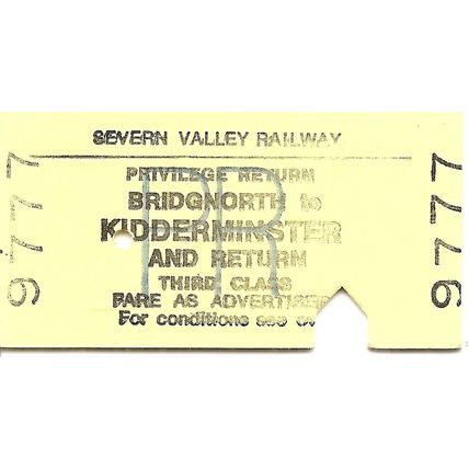 Severn Valley Railway Edmondson Ticket - Bridgnorth to Kidderminster