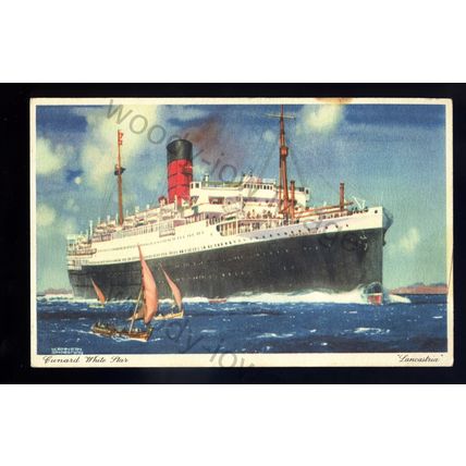 LS2532 - Cunard W. S. Liner - Lancastria - Artist - Kenneth Shoesmith - postcard