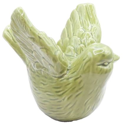 Green Ceramic Bird Figurine/Ornament 14 CM Flapping Wings Home Decor Gift