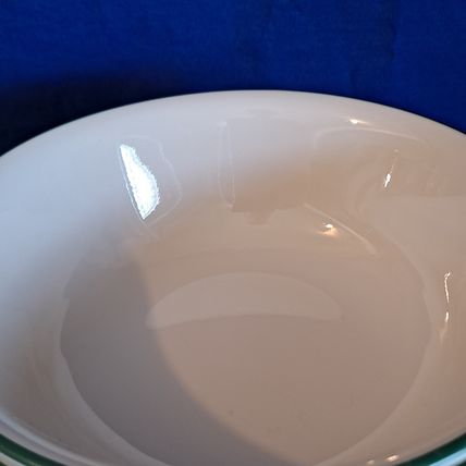 Lt 4 CORELLE Vitrelle Corning SGARDEN HOME 6 1/4" CEREAL BOWLS Beige Green Rim