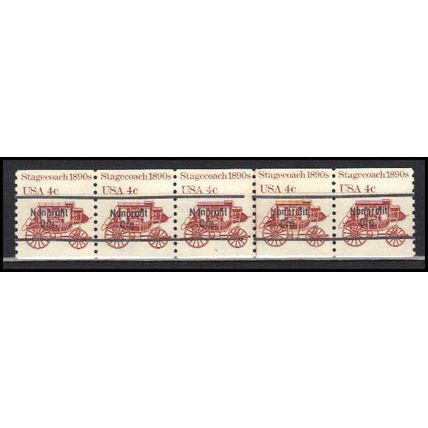 1898Ab 4c Stagecoach Fine MNH Dry Gum PNC 5/5 Line Gap AA0021