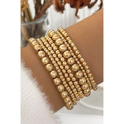 Gold 7pcs/Set Minimalist Beaded Luxury Bracelet Set