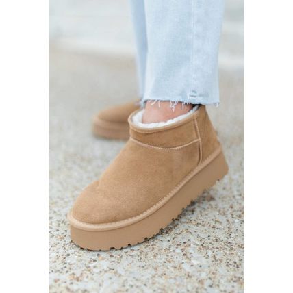 Chestnut Faux Fur Lined Suede Ankle Snow Boots