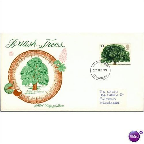 GB FDC 1974 - Horse Chestnut - British Trees - London