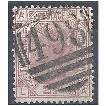 1879 SG141 2 1/2d Rosy Mauve Plate 15 Good Used Check Letters "LA".