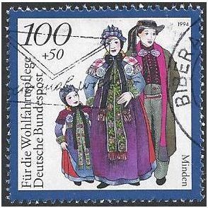 SG 2600: 100pf. + 50pf. multicoloured Traditional Costumes: Minden.