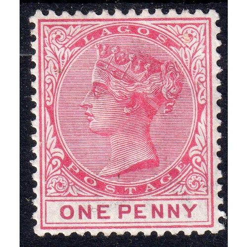 1884 LAGOS Sg22 1d ROSE-CARMINE MOUNTED MINT (BT48)