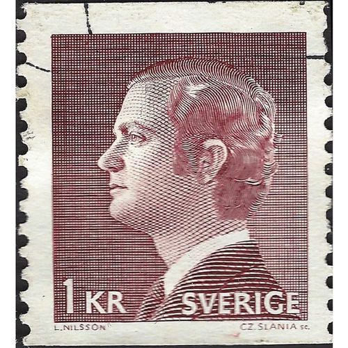 SWEDEN, King Carl Gustaf XVI, red-violet 1976, 1Kr, #4