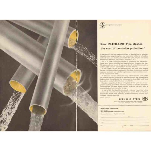 republic steel corp 1962 in-ter-line pipe corrosion protect vintage ad