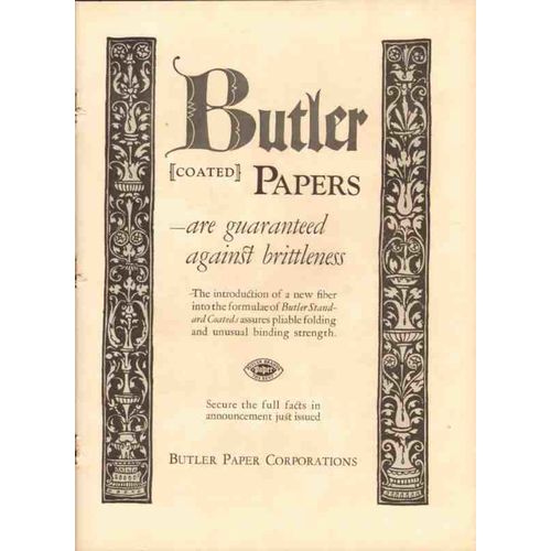 butler paper corp 1926 coated against brittleness printing vintage ad