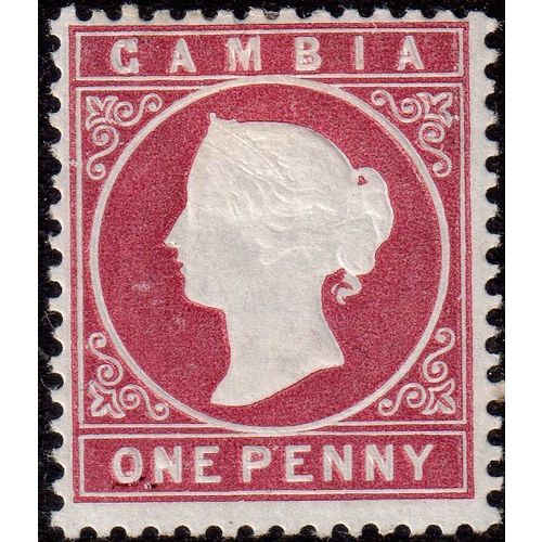 Gambia Sg12b 1d Maroon wmk upright fine m/mint (g179)