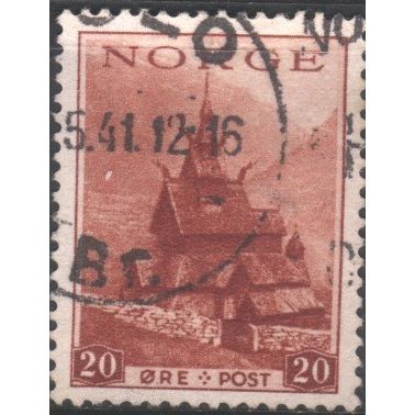 Norway 1938 - SG263 - 20 ore red - Stave Church, Borgund - used
