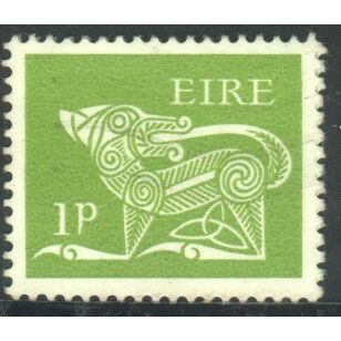 Ireland 1968 - SG248 - 1p green - Stylized Dog (Brooch) - MH