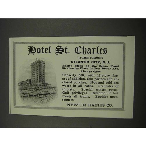 1918 Hotel St. Charles Atlantic City, NJ Ad