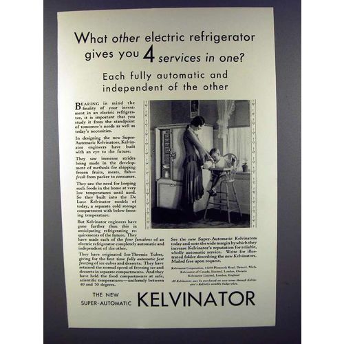 1930 Kelvinator Refrigerator Ad - 4 Services in One