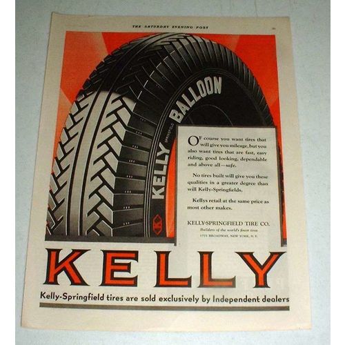 1930 Kelly Springfield Tire Tires Ad - Sold Exlusively!