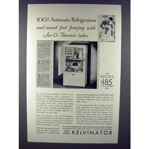 1930 Kelvinator Refrigerator Ad - Ice-O-Thermic Tubes