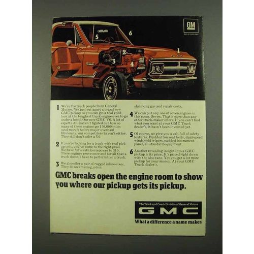 1968 GMC Pickup Truck Ad - Breaks Open Engine Room