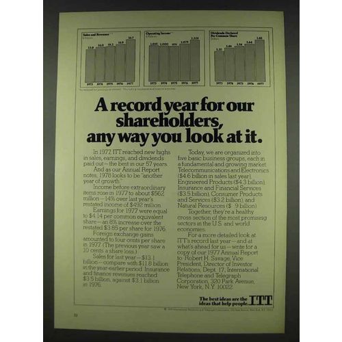 1978 ITT International Telephone and Telegraph Ad