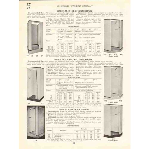 milwaukee stamping company 1938 bathe-rite shower vintage catalog