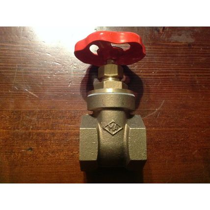 2 Brass Gate Valves With Red Handle Female x Female 1"