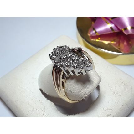 Estate .75cttw Natural Diamond SI2-I1 HI Waterfall 14Kt Y/Gold S-4.5 Ring #15888