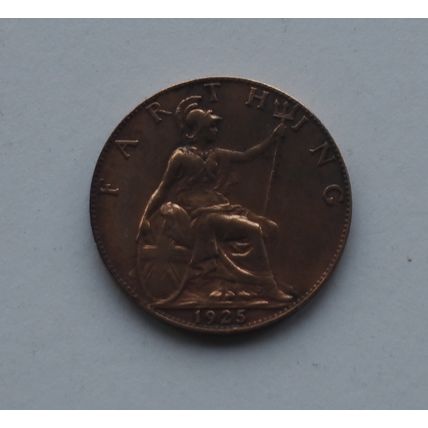 1925 King George V Great Britain Farthing 1/4d Bronze British Coin