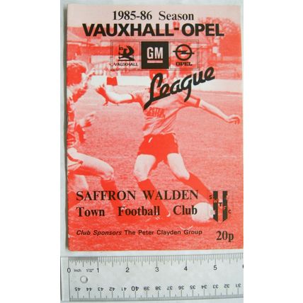 1985 programme Saffron Walden Town v. Harlow Town