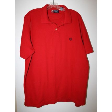 Chaps Men's Red 2 Button V Neck 100% Cotton Polo Shirt Size XL