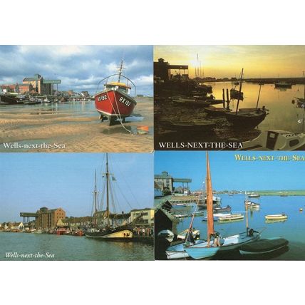 Wells Next To The Sea Boats Golden Sunset Norfolk 4x Postcard s
