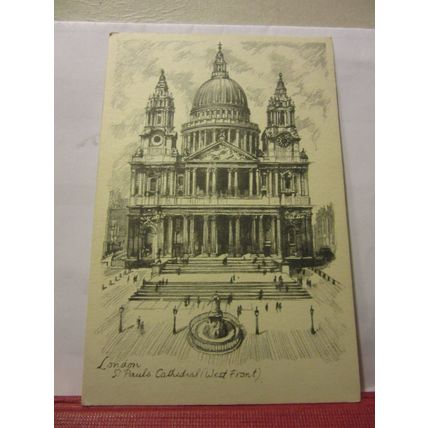 ST. PAULS CATHEDRAL, LONDON postcard printed pencil sketch 'Token Series' /