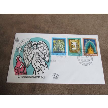 1974 Vatican FDC Postal Cover - L'annunziazione / Angel visiting Mary