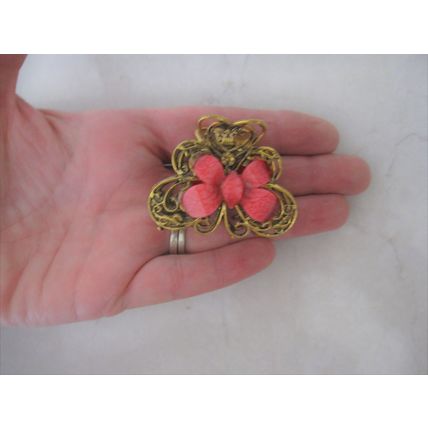 Medium butterfly flower jeweled antique bronze hair claw clip