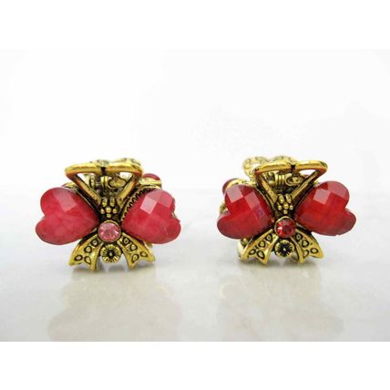 small mini metal heart shaped jeweled antique style bronze hair claw clip