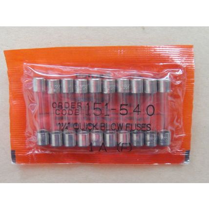 1A 250V 1.25” 32mm Quick Blow Fuses, Farnell Pack of 10 New Old Stock