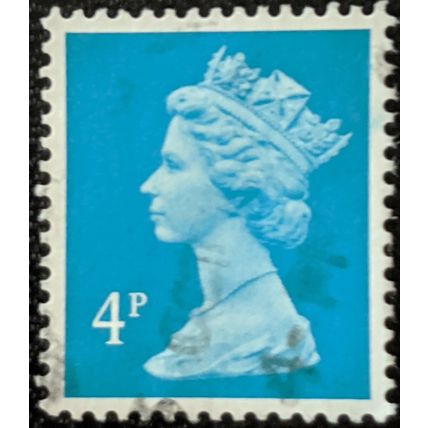 Stamp Great Britain SGX933 1980 4p Queen Elizabeth II Machin 2 bands Used