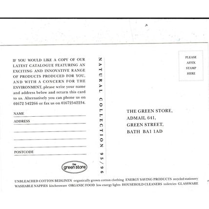 Natural Collection The Green Store Advertising Postcard unused VGC