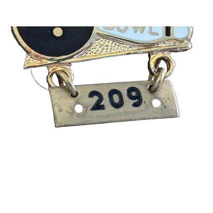 1950s Lake City Bowl 200 Game Award Hat Lapel Pin 209 Score Ball Gold Tone