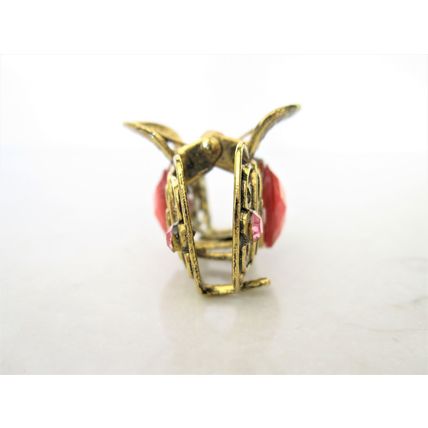 Small bow shaped jeweled antique bronze hair claw clip