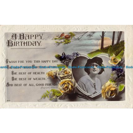 R054745 Greeting Postcard. A Happy Birthday. Woman