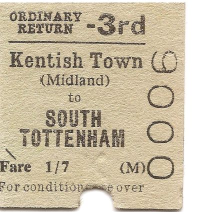 B.T.C. Edmondson Ticket - Kentish Town Midland to South Tottenham
