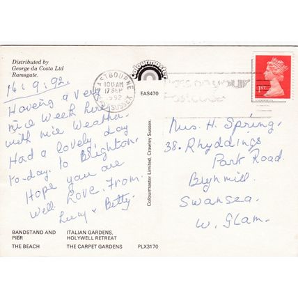 Eastbourne Carpet Gardens Sussex Multiview Postcard Posted 1992 crease