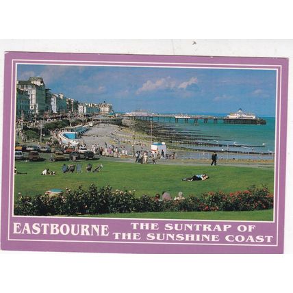 Eastbourne Carpet Gardens Sussex Postcard Posted 1991 crease