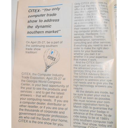 CITEX 1989 - "only computer trade show to address Southern market" - Program
