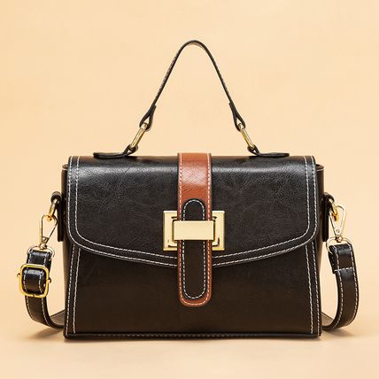 Women Retro PU Leather Handbag Black