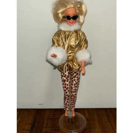 Mattel 1995 Barbie Fashion Avenue Gold Coat Leopard Tights 14299-14980