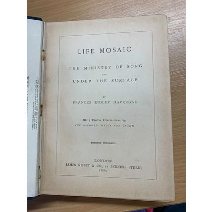 1880 "LIFE MOSIAC" FRANCES RIDLEY HAVERGAL ILLUSTRATED LARGE ANTIQUE BOOK (P5)