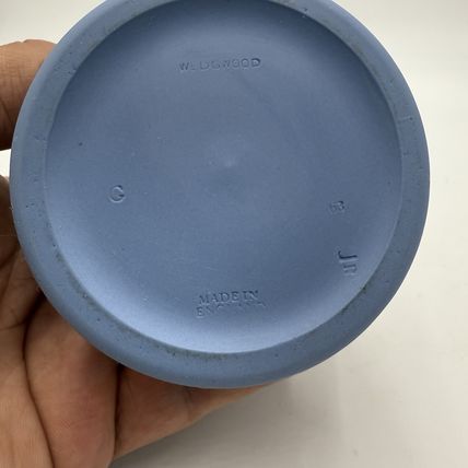 Wedgwood Jasperware Blue England Round LIDDED Trinket Box OLYMPUS TOBACCO JAR